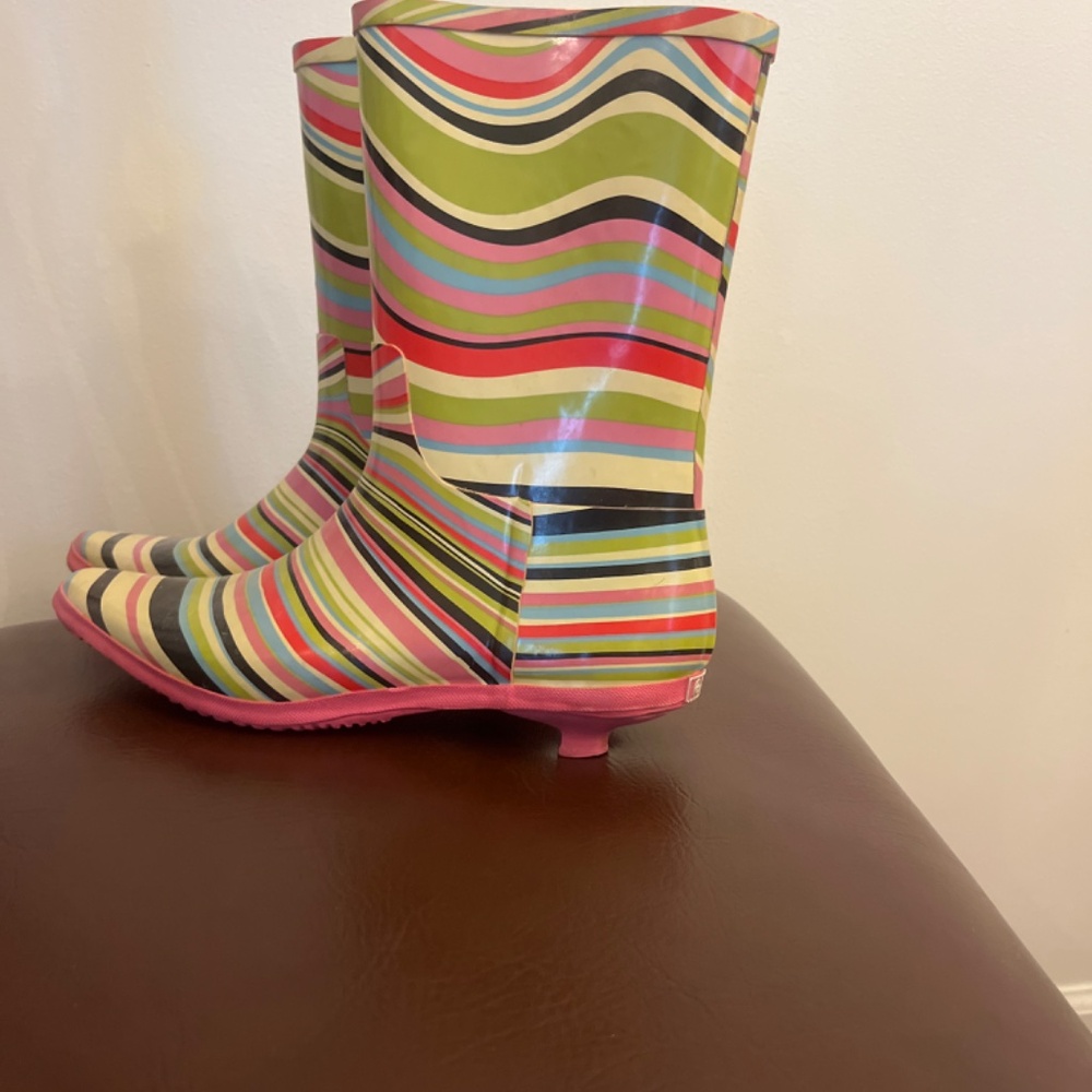 Paul Smith striped kitten heel rain boots - Picture 2 of 3